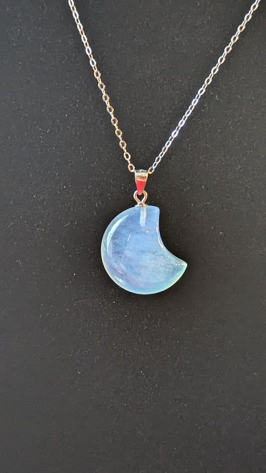 Aquamarine Moon Necklace (Sterling Silver) - PEACE, INSPIRATION, GROWTH