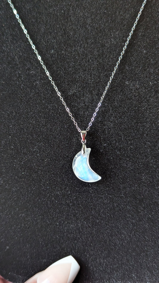 Moonstone Moon Necklace (Sterling Silver)- INSPIRATION, INTUITION, BEGINNINGS