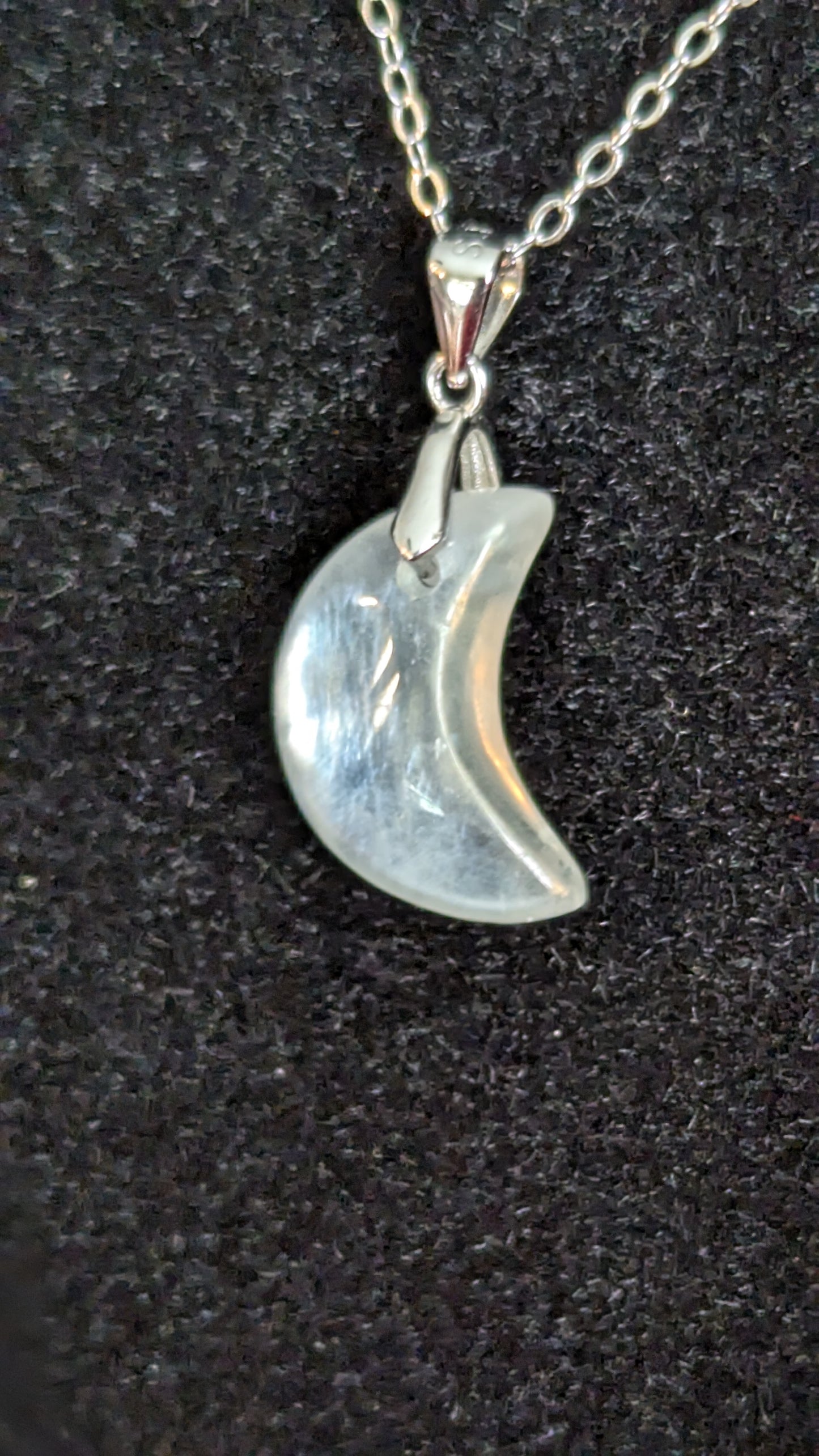 Moonstone Moon Necklace (Sterling Silver) - INSPIRATION, INTUITION, BEGINNINGS