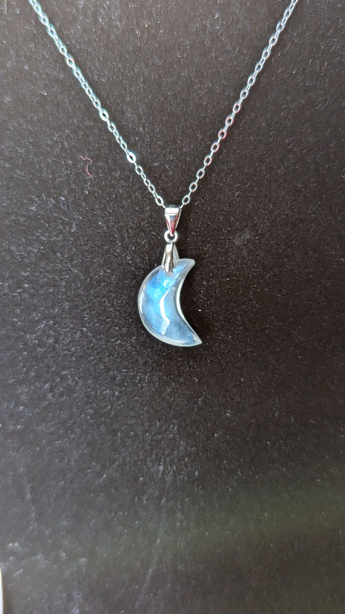 Moonstone Moon Necklace (Sterling Silver) - INSPIRATION, INTUITION, BEGINNINGS