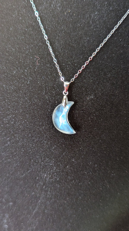 Moonstone Moon Necklace (Sterling Silver) - INSPIRATION, INTUITION, BEGINNINGS