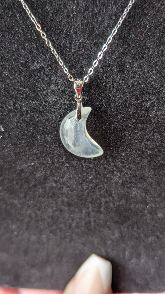 Moonstone Moon Necklace (Sterling Silver)- INSPIRATION, INTUITION, BEGINNINGS