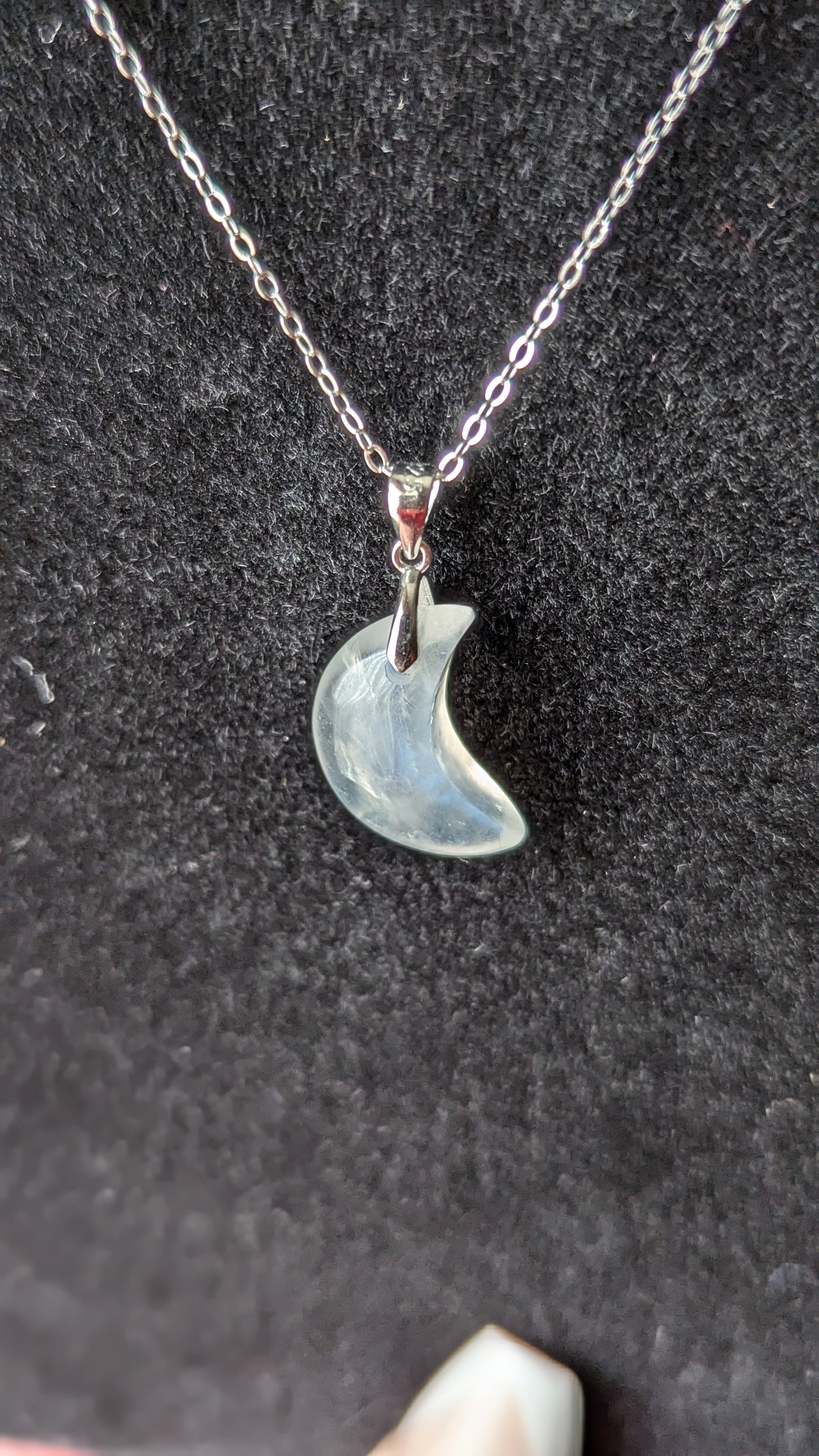 Moonstone Moon Necklace (Sterling Silver) - INSPIRATION, INTUITION, BEGINNINGS