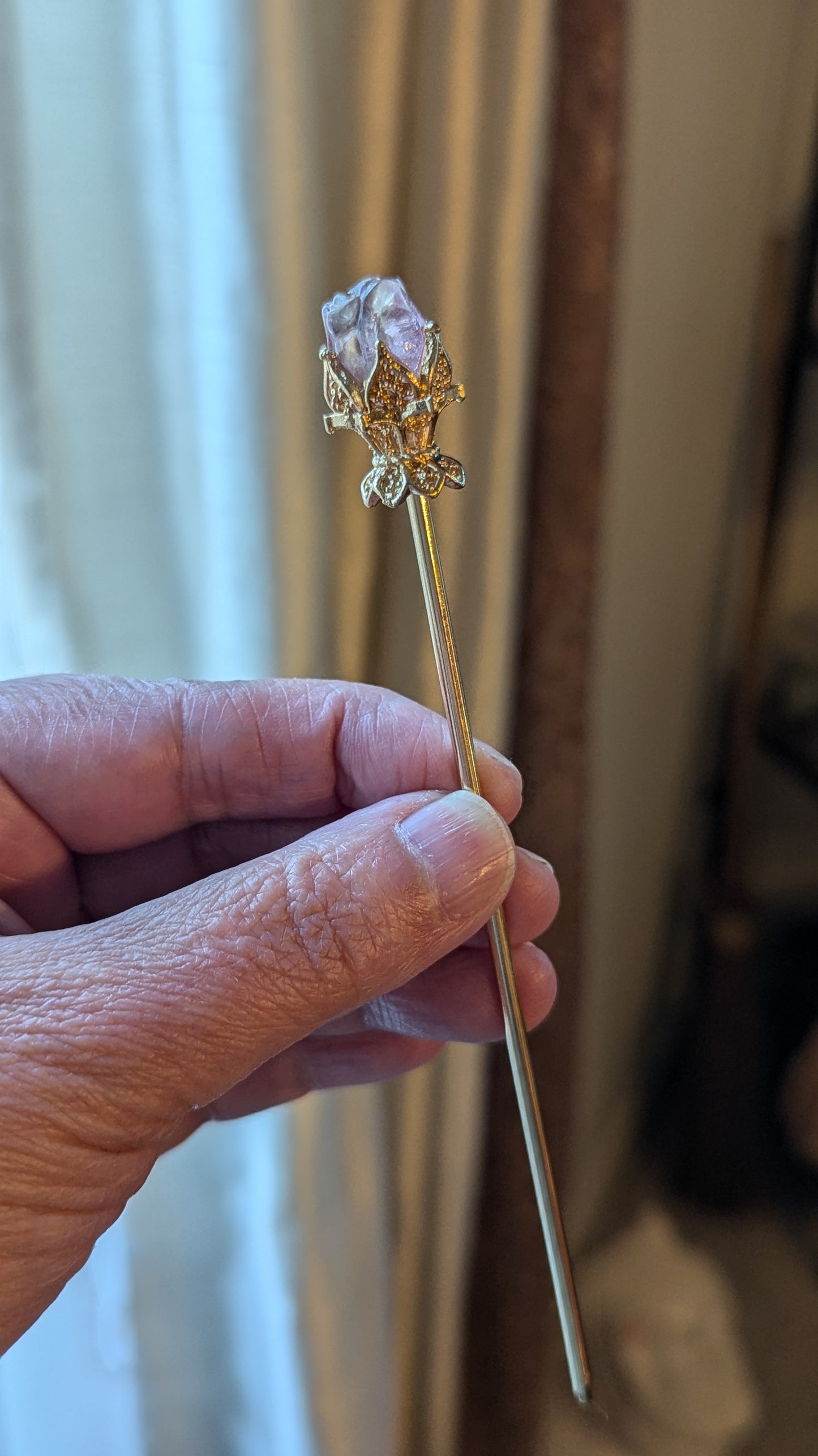 Fluorite Hair Pin Rose (Gold) - GROWTH, RE-ENERGIZE- HEALING