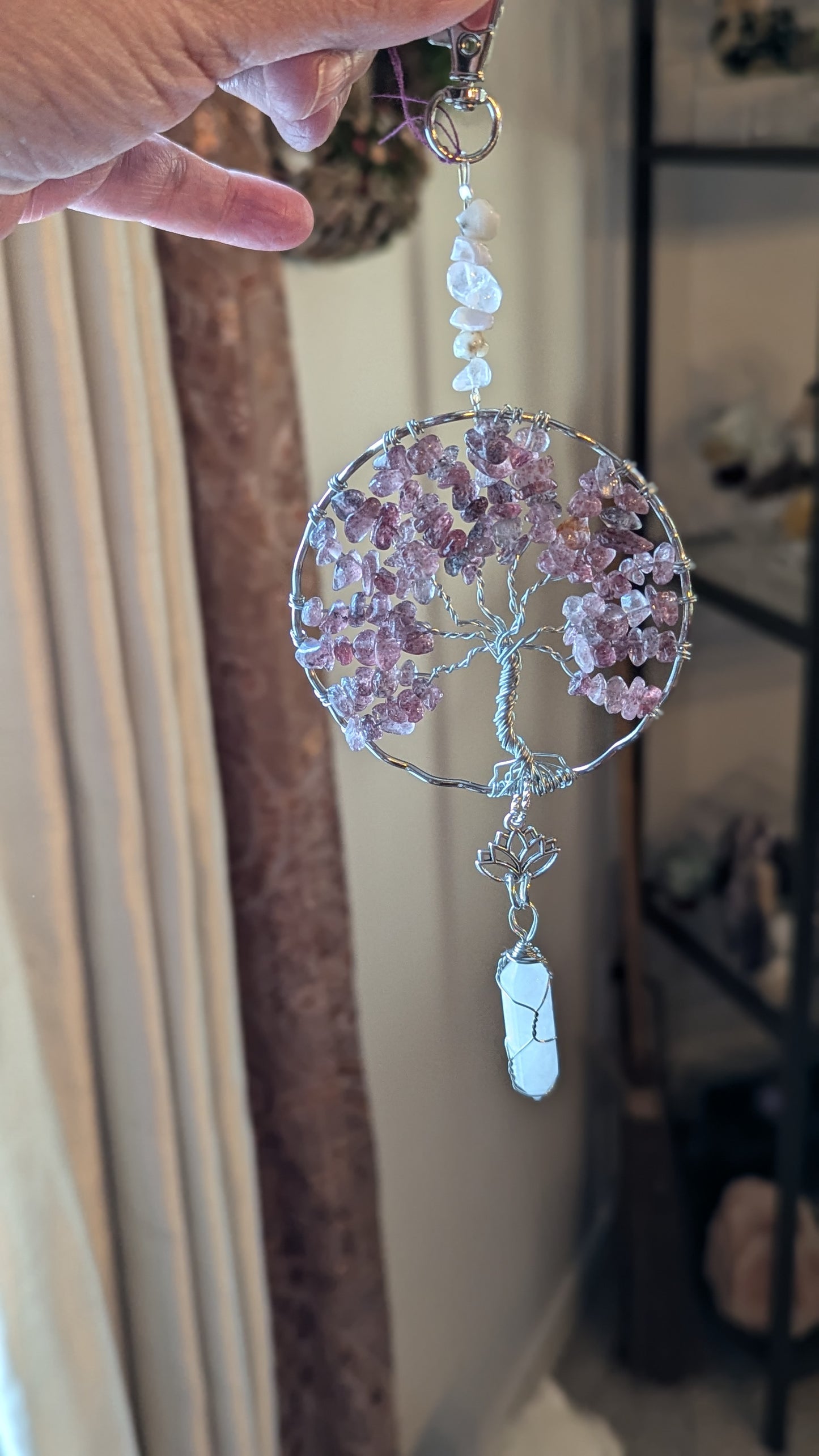 Suncatcher (Tree of Life) - Strawberry Quartz and Quartz