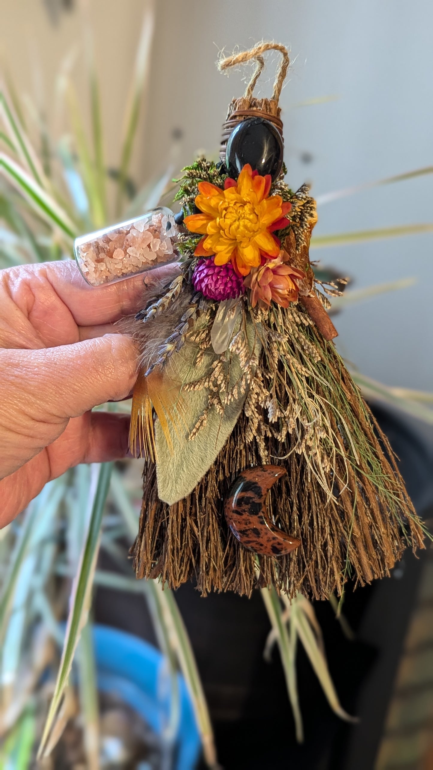 Smudging Broom with Sage Smudge (Protection)