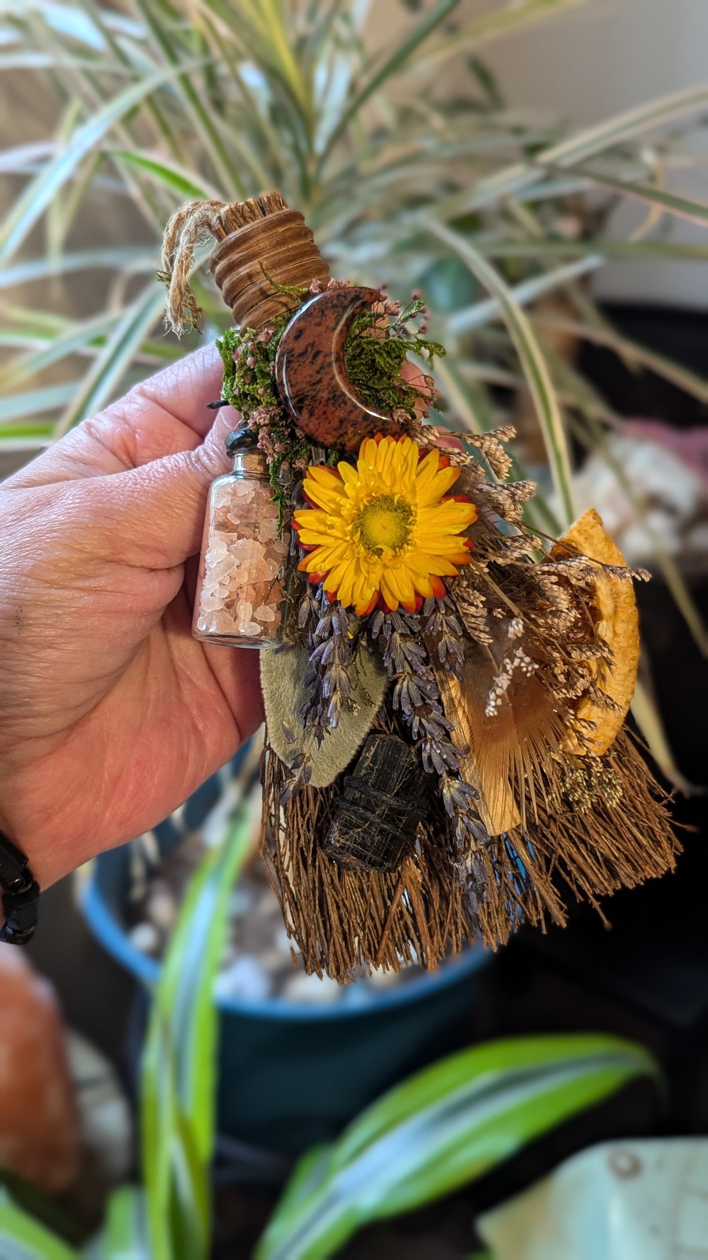 Smudging Broom with Sage Smudge (Protection)