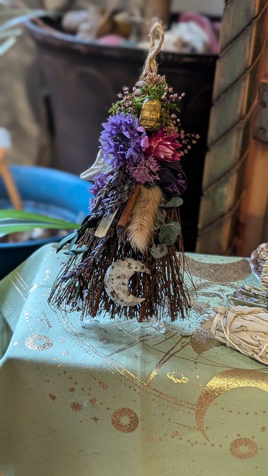 Smudging Broom with Lavender and Mugwort Smudge (Grounding)