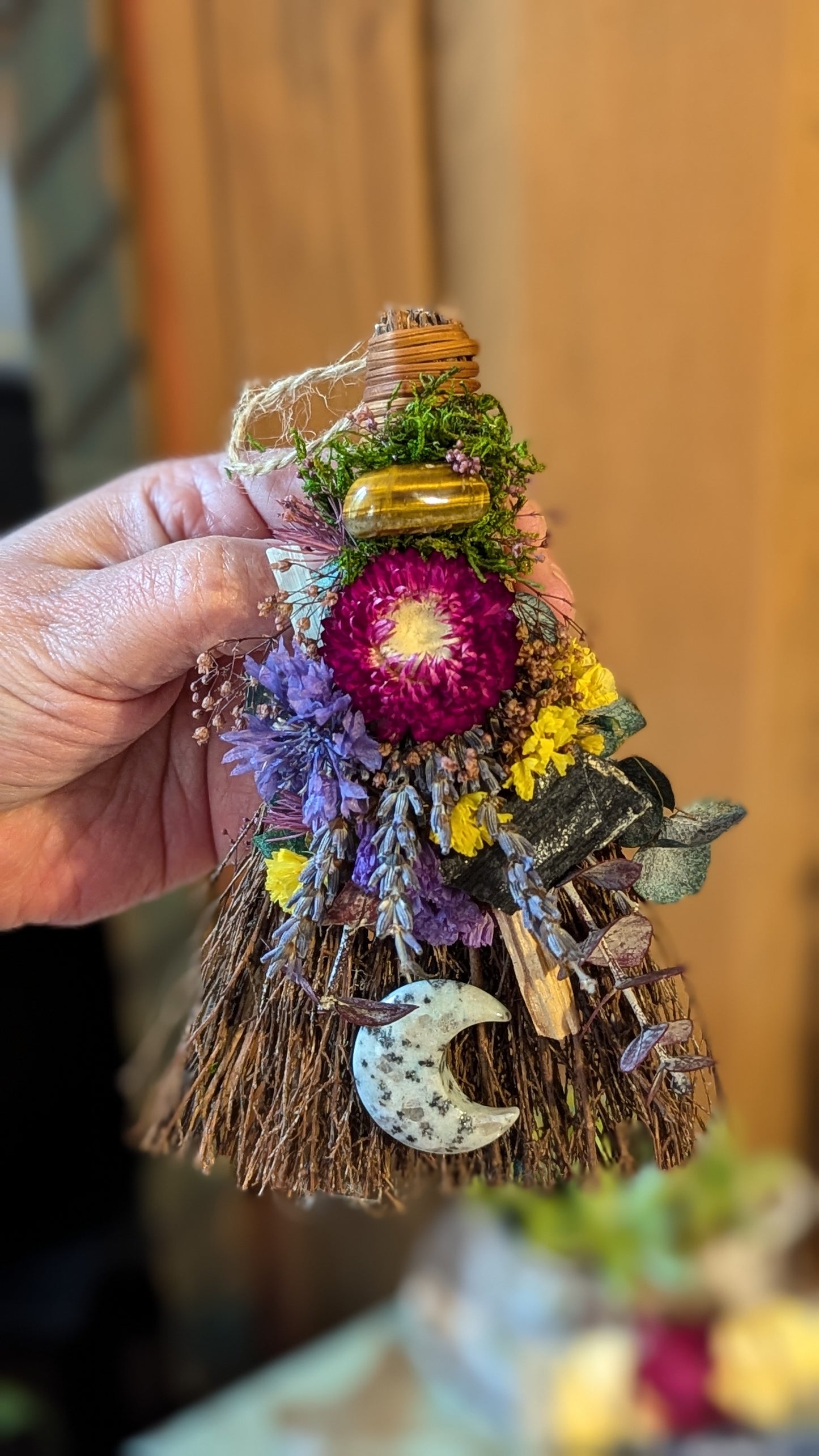 Smudging Broom with Lavender and Mugwort Smudge (Grounding)