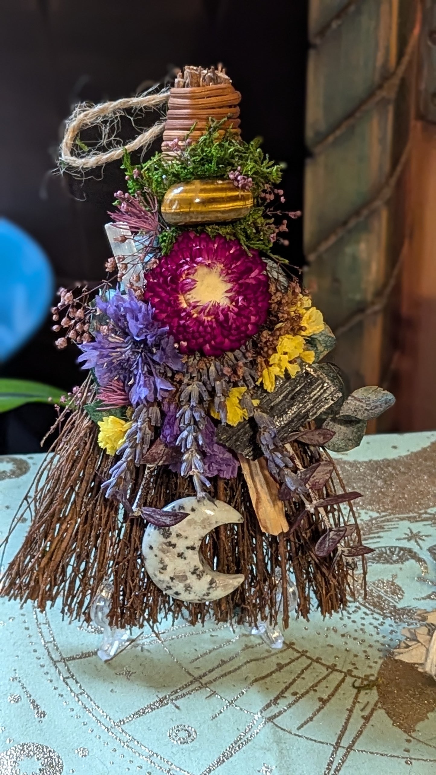 Smudging Broom with Lavender and Mugwort Smudge (Grounding)