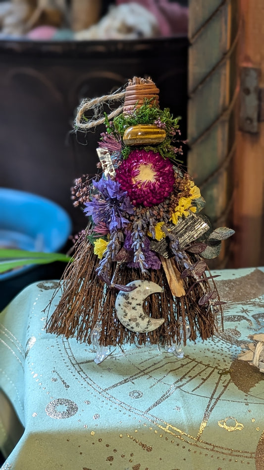 Smudging Broom with Lavender and Mugwort Smudge (Grounding)