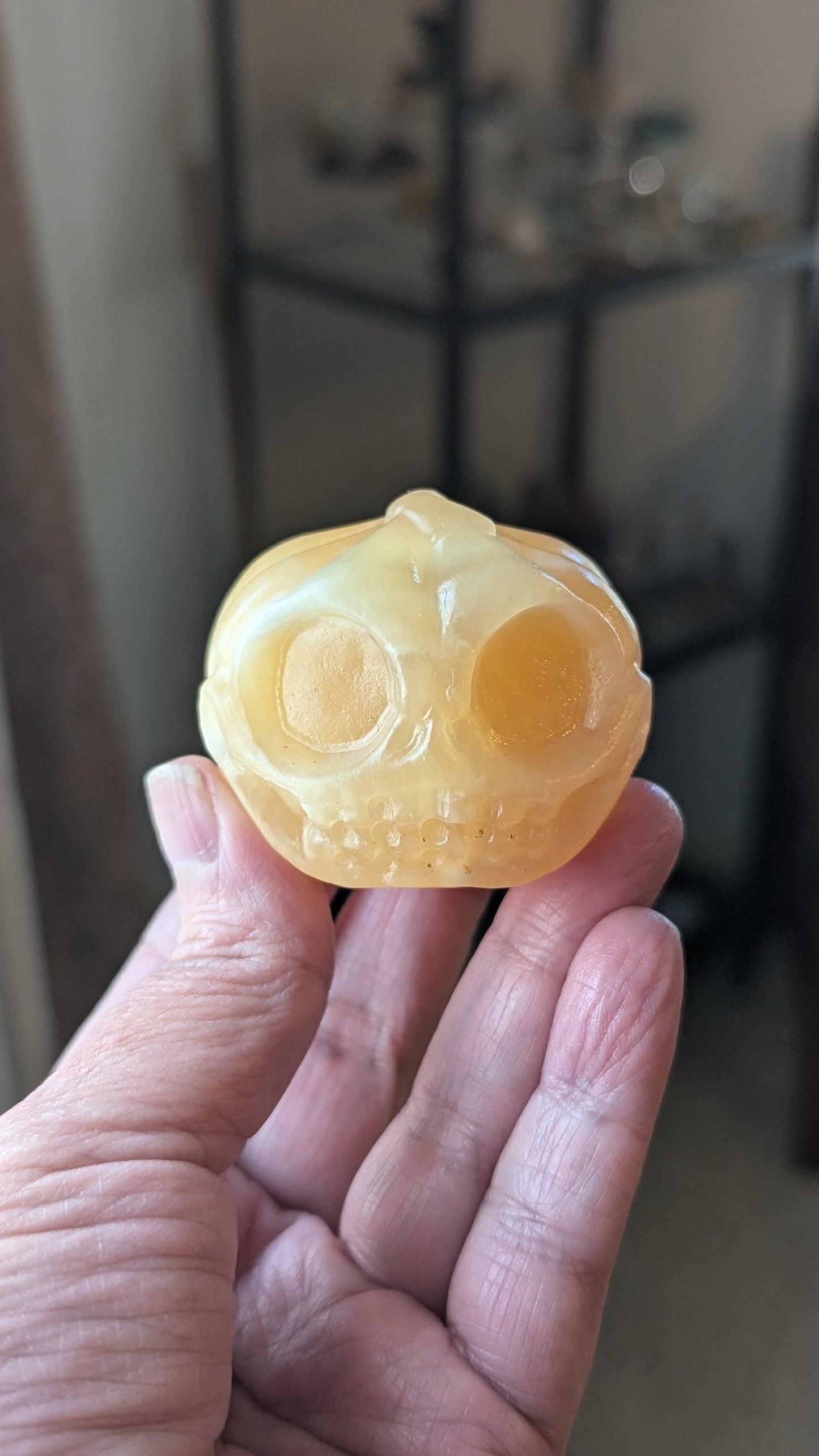 Pumpkin Head (Orange Calcite) - EMPOWERMENT, CONFIDENCE, HARMONY