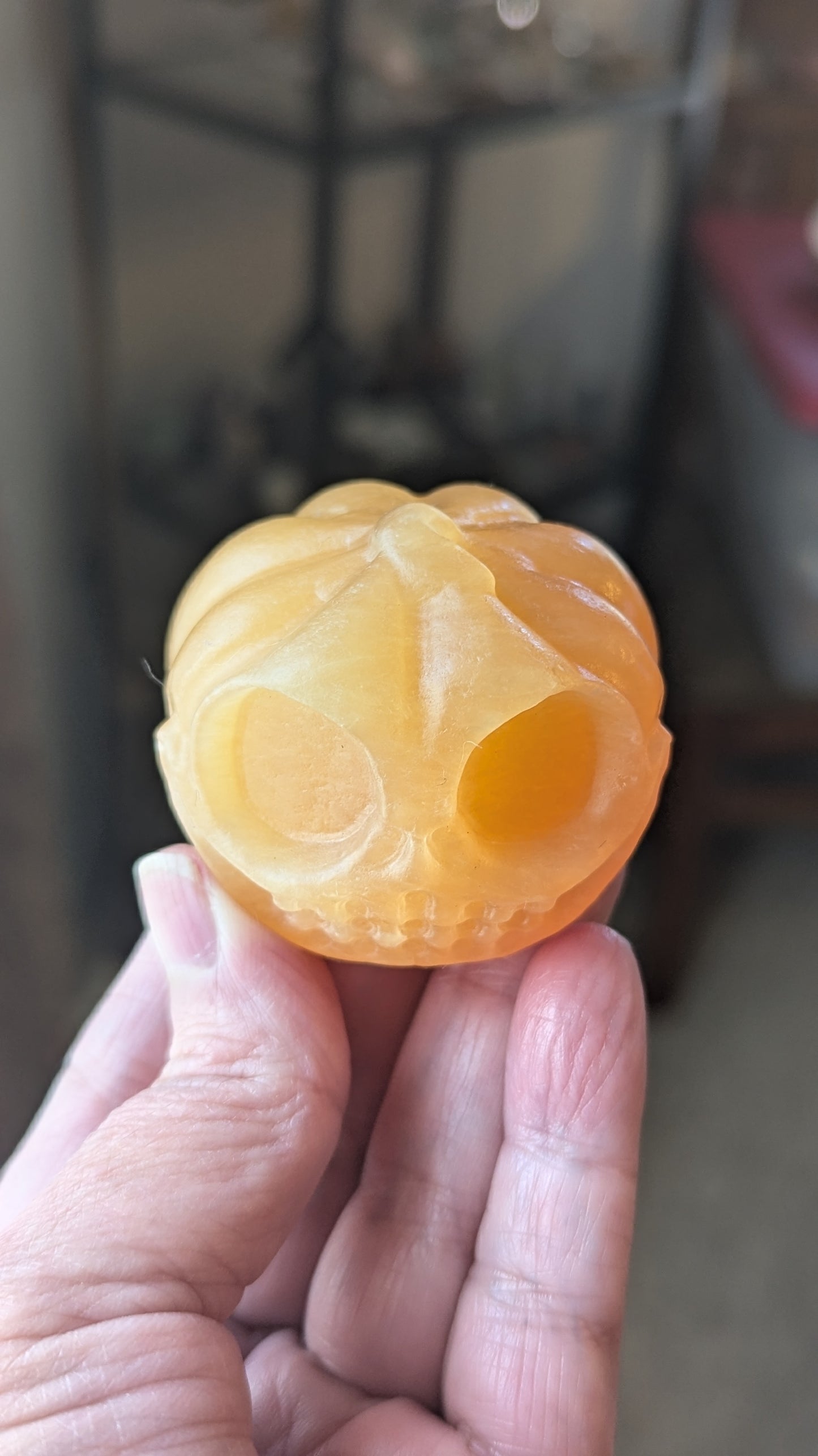 Pumpkin Head (Orange Calcite) - EMPOWERMENT, CONFIDENCE, HARMONY