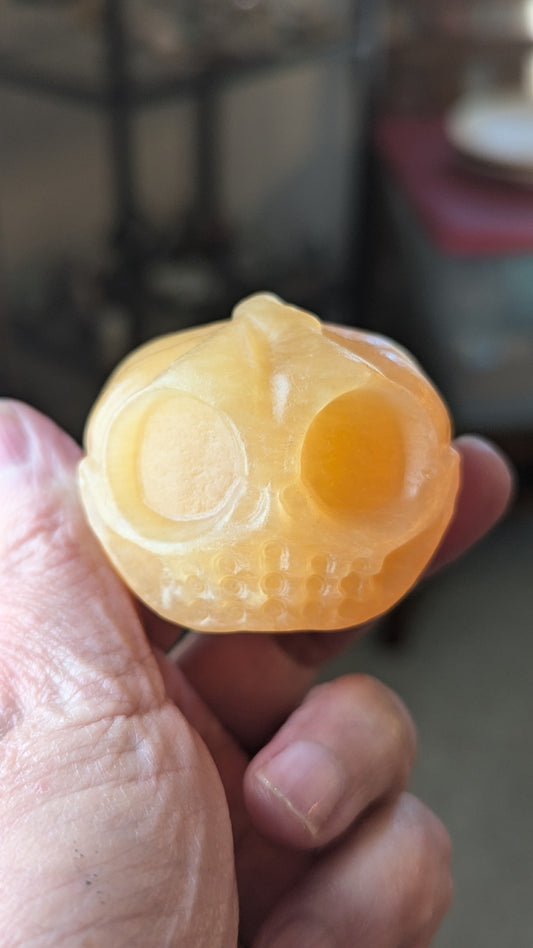 Pumpkin Head (Orange Calcite) - EMPOWERMENT, CONFIDENCE, HARMONY