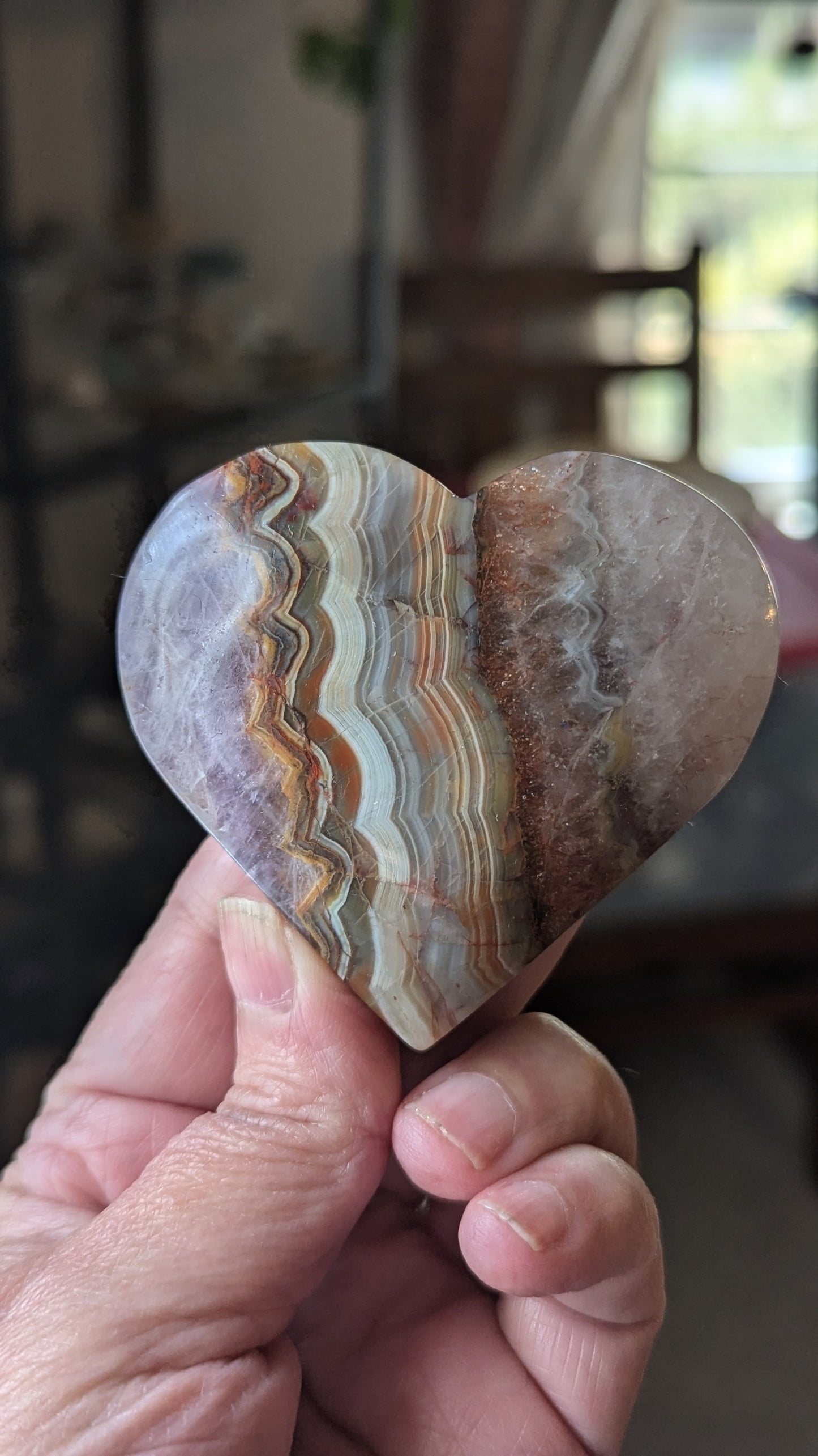 Agate with Amethyst Heart with stand