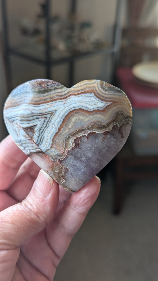 Agate with Amethyst Heart with stand