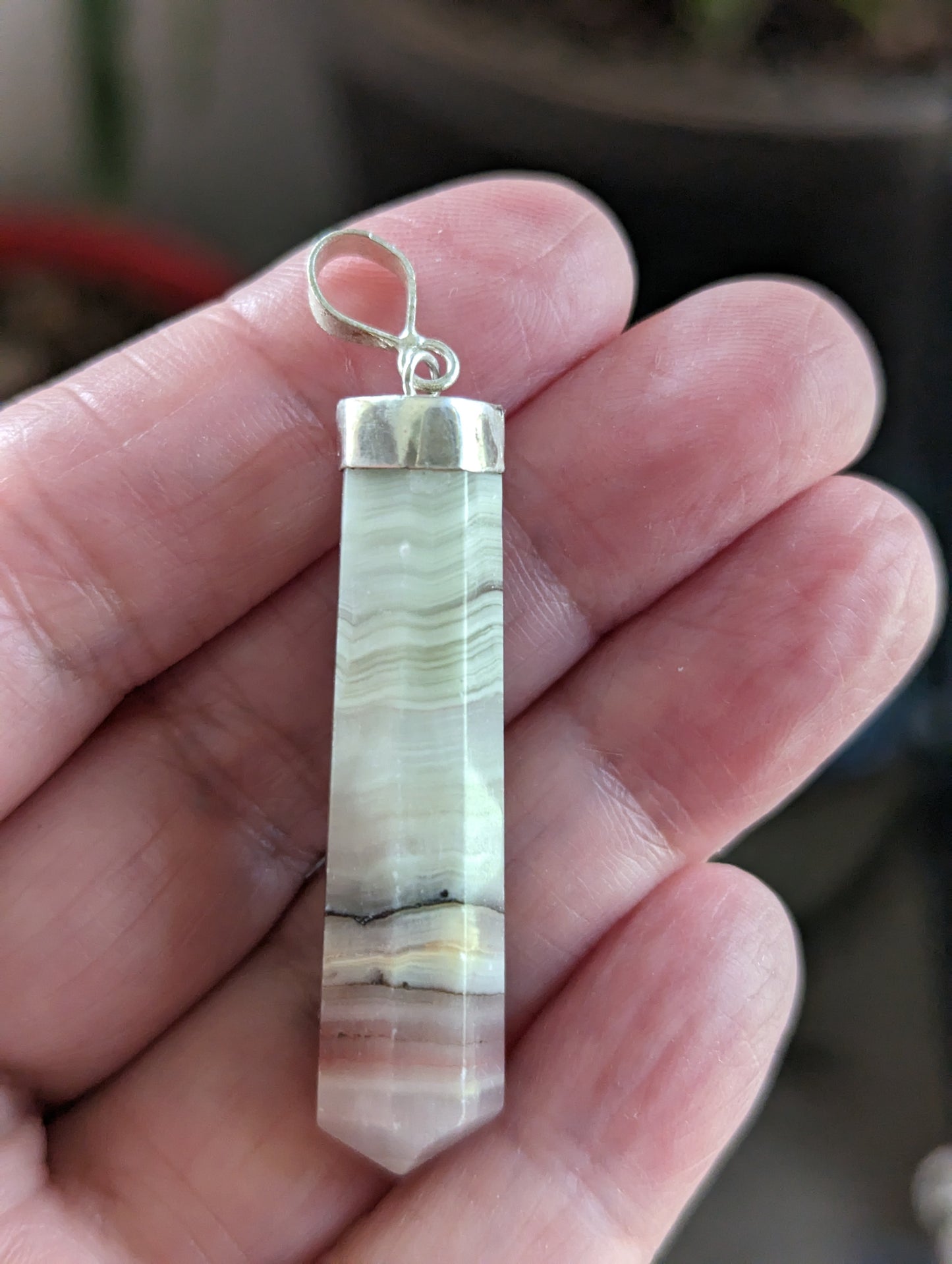 Banded Calcite Pendant (Sterling Silver) - CLEANSING, PROTECTION , ENERGY