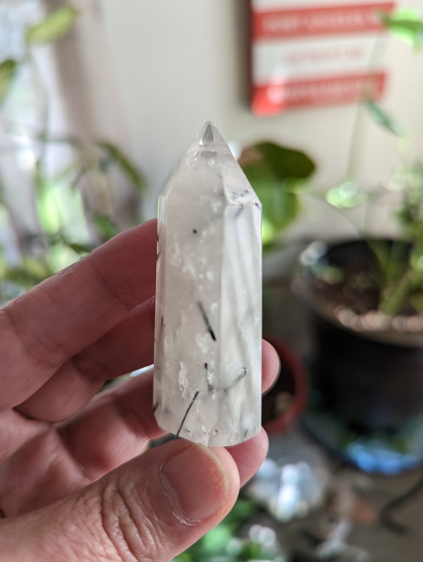 Tourmaline in Quartz Energy Tower - BALANCE, PROTECTION, LUCK