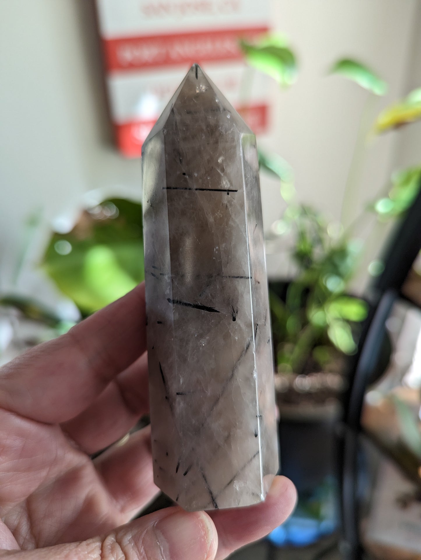 Tourmaline in Quartz Energy Tower - BALANCE, PROTECTION, LUCK