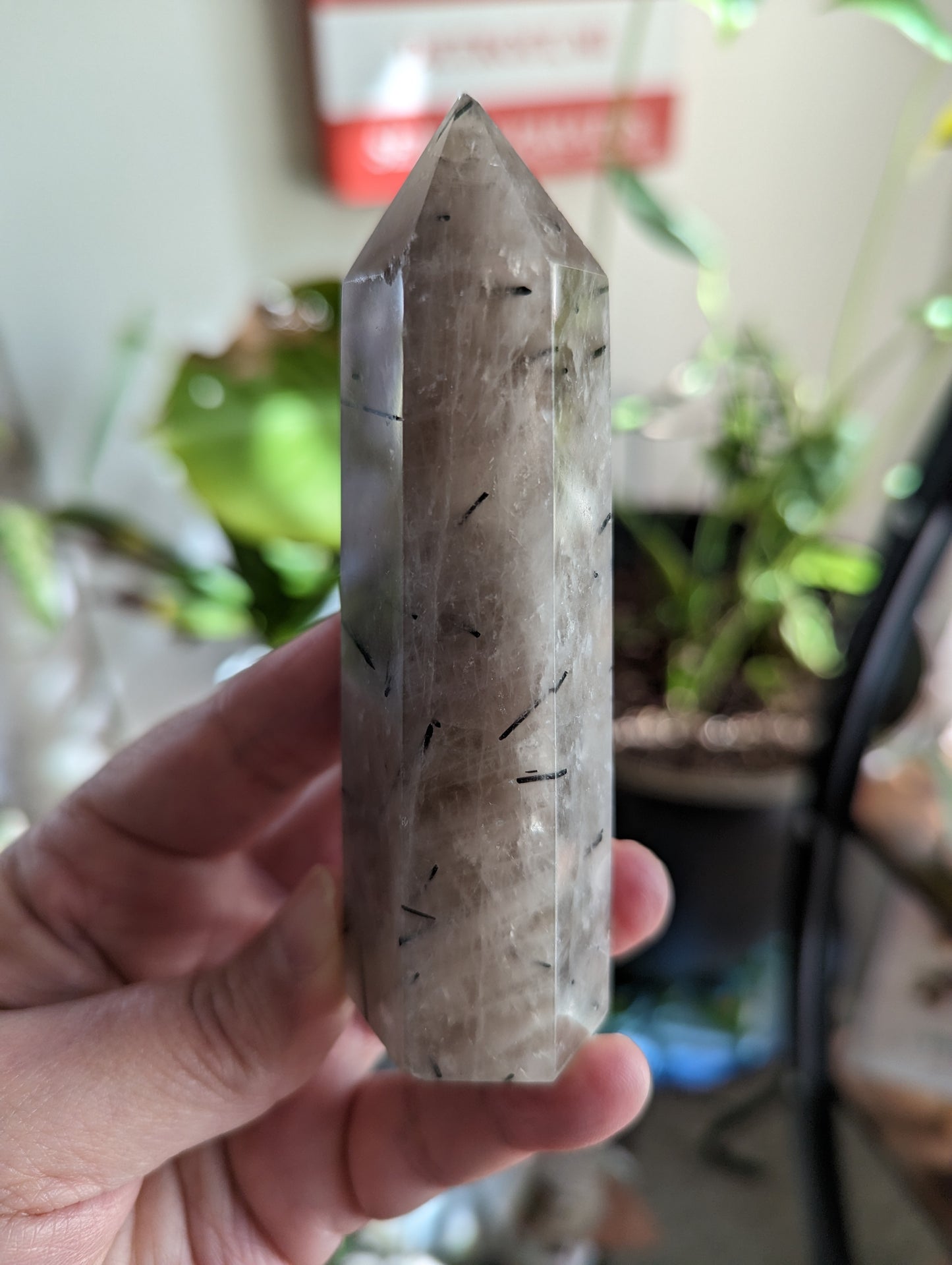 Tourmaline in Quartz Energy Tower - BALANCE, PROTECTION, LUCK