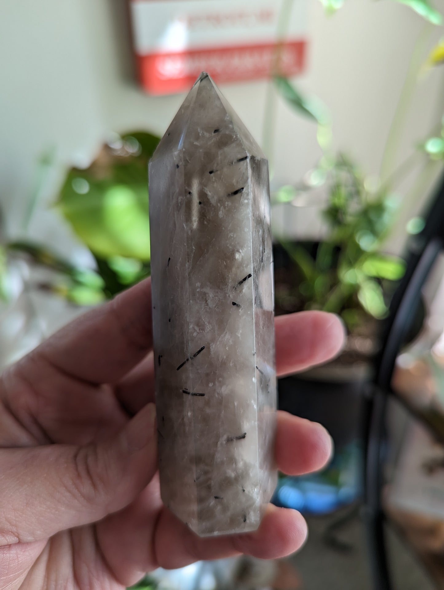 Tourmaline in Quartz Energy Tower - BALANCE, PROTECTION, LUCK