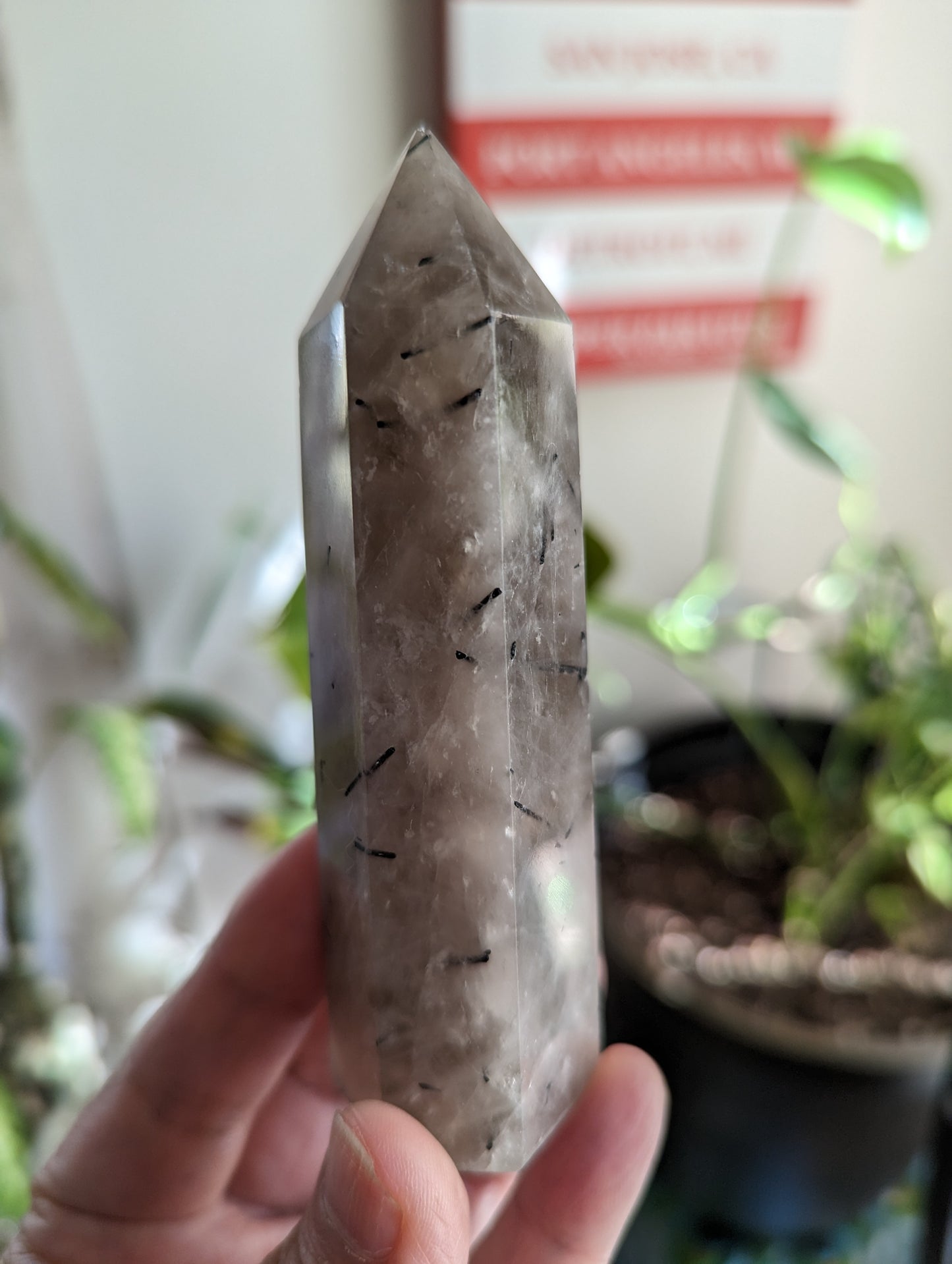 Tourmaline in Quartz Energy Tower - BALANCE, PROTECTION, LUCK