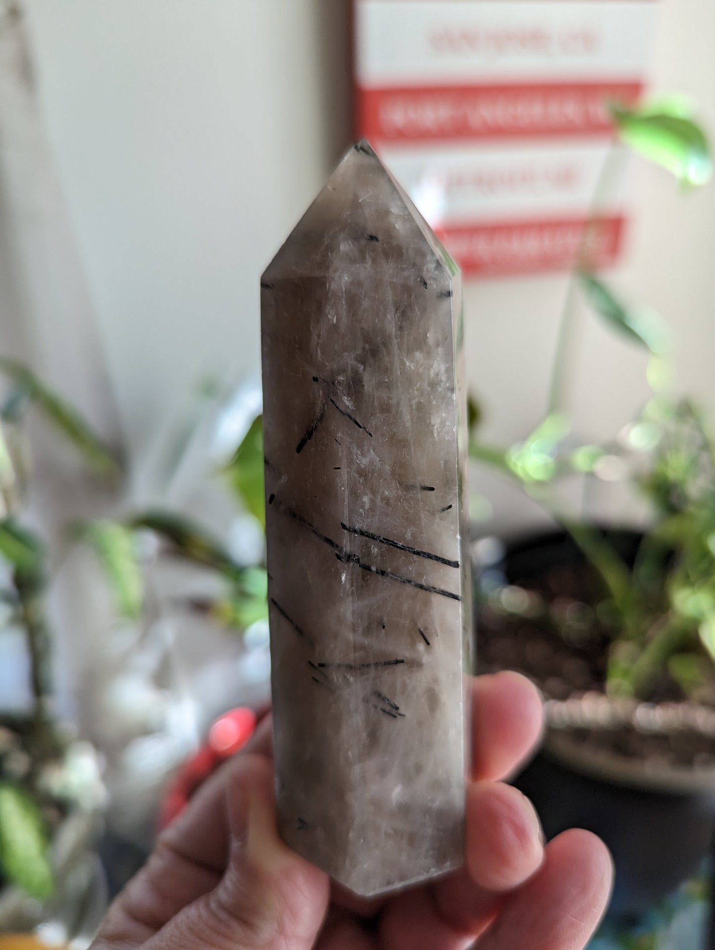 Tourmaline in Quartz Energy Tower - BALANCE, PROTECTION, LUCK