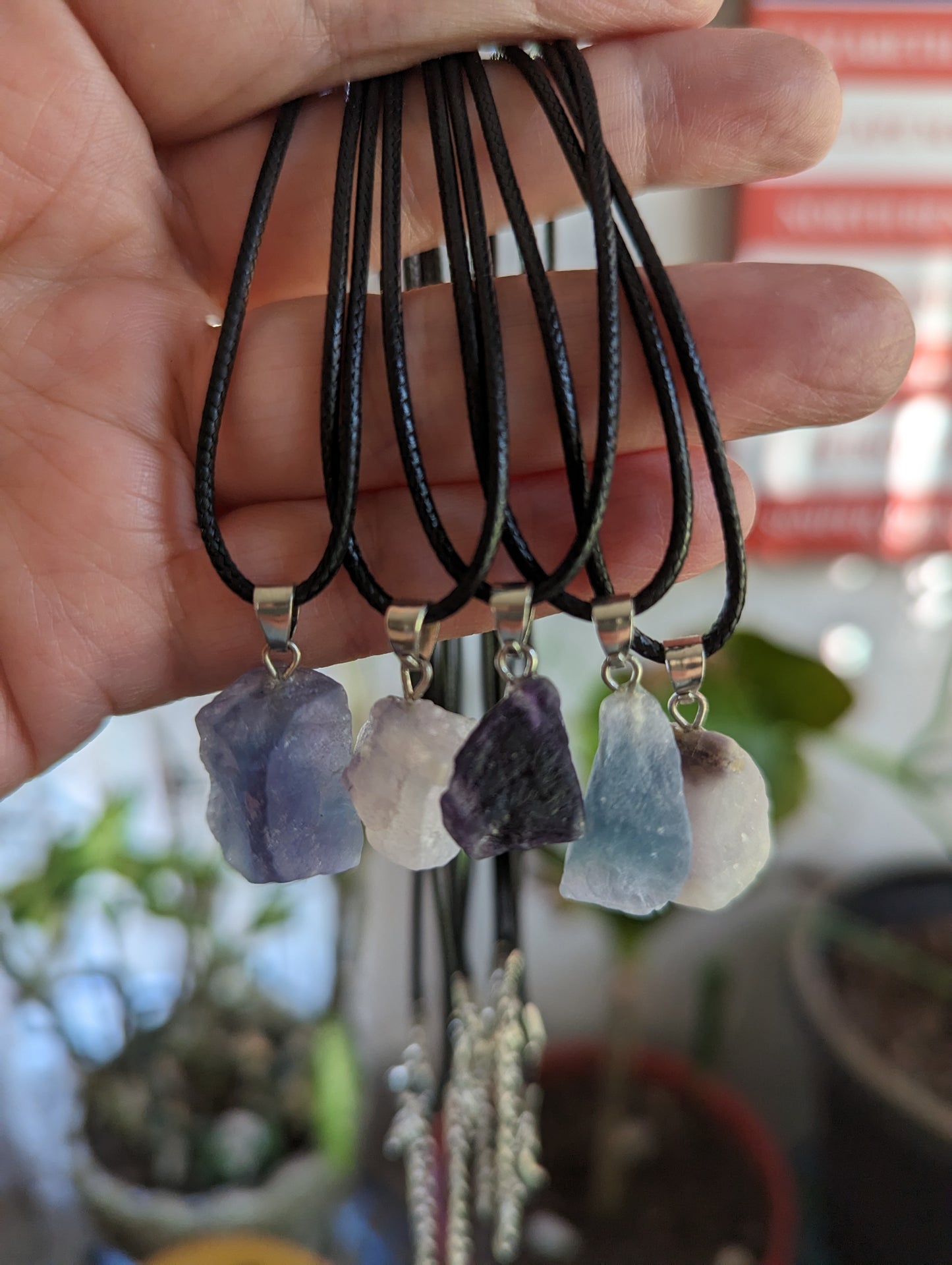 Fluorite Raw Necklace - GROWTH, RE-ENERGIZE- HEALING