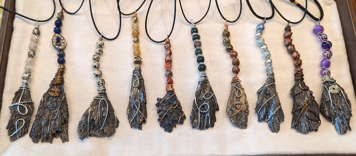 Black Kyanite Witches Broom (Unakite) - STABILITY, GROUNDING