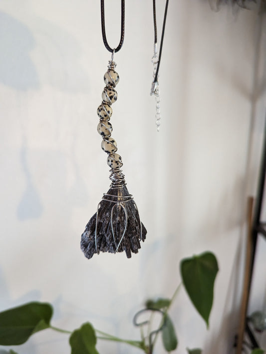 Black Kyanite Witches Broom (Dalmatian Jasper) - STABILITY, GROUNDING