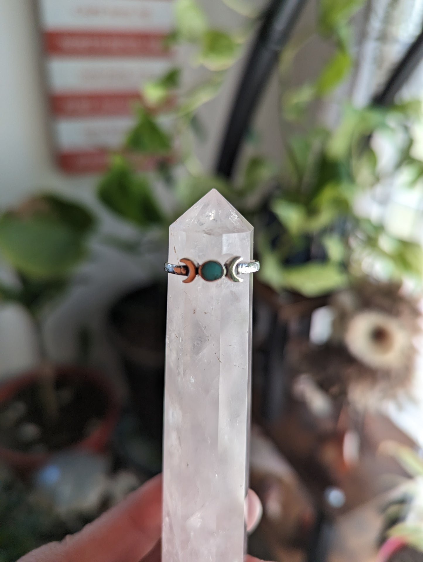 Turquoise Dainty Moon Ring - PURIFICATION, STRENTH, BALANCE