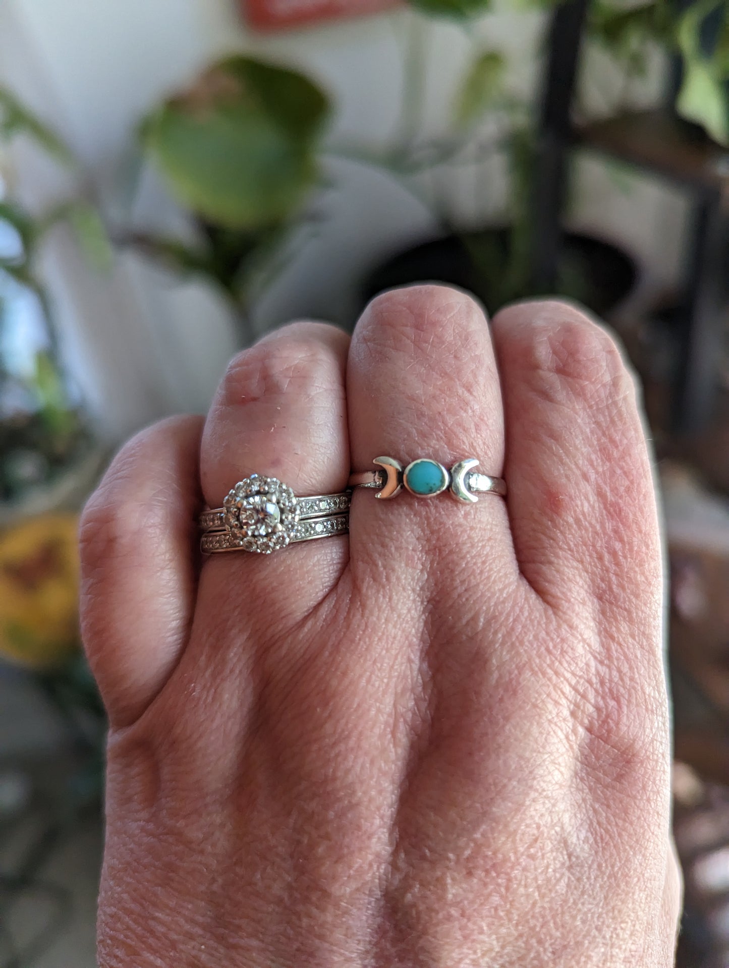 Turquoise Dainty Moon Ring - PURIFICATION, STRENTH, BALANCE