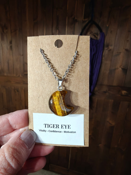 Moon Necklace (Tigers Eye) - VITALITY, CONFIDENCE, MOTIVATION