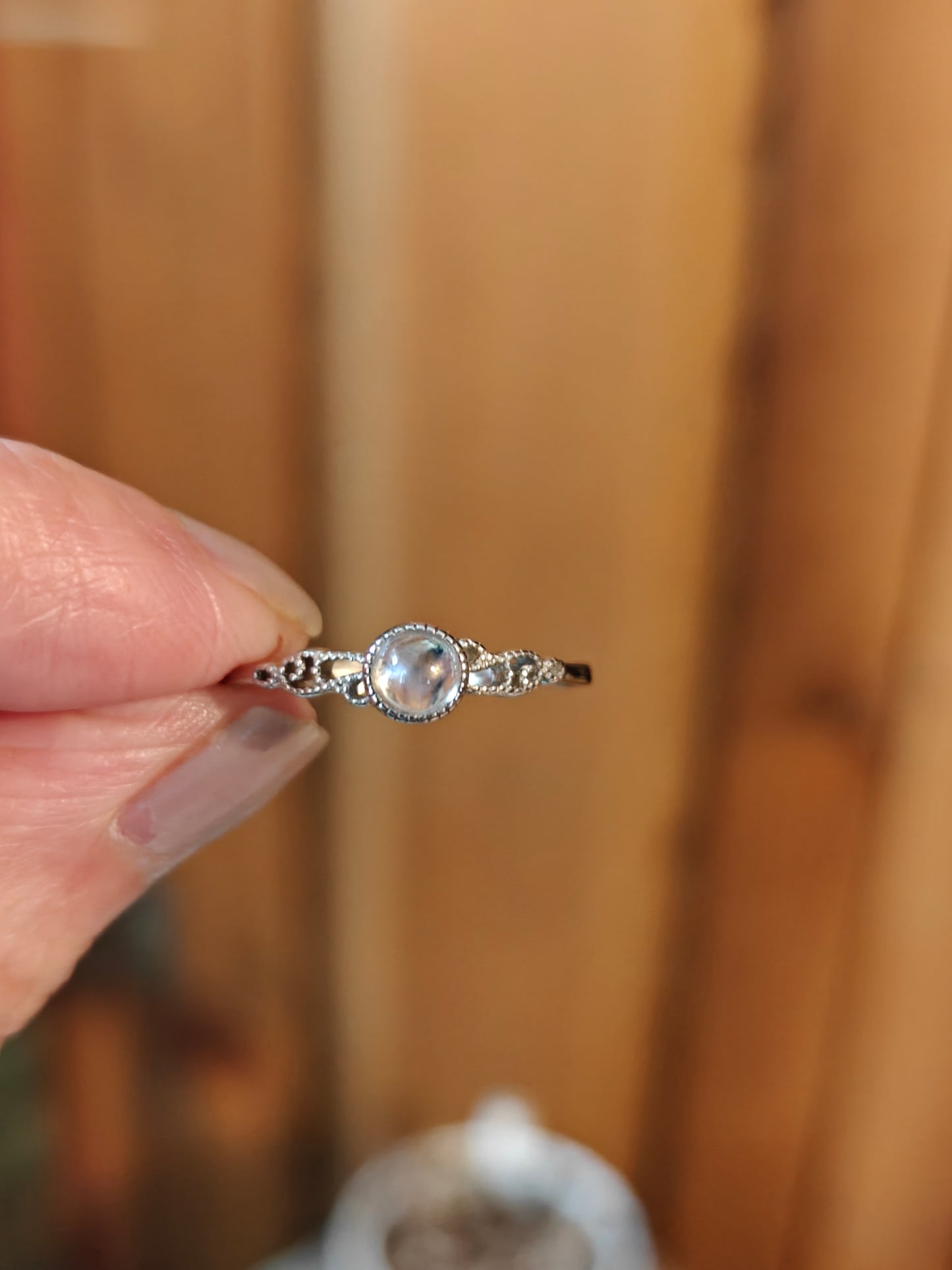 Moonstone Adjustable Ring Sterling Silver - INSPIRATION, INTUITION, BEGINNINGS