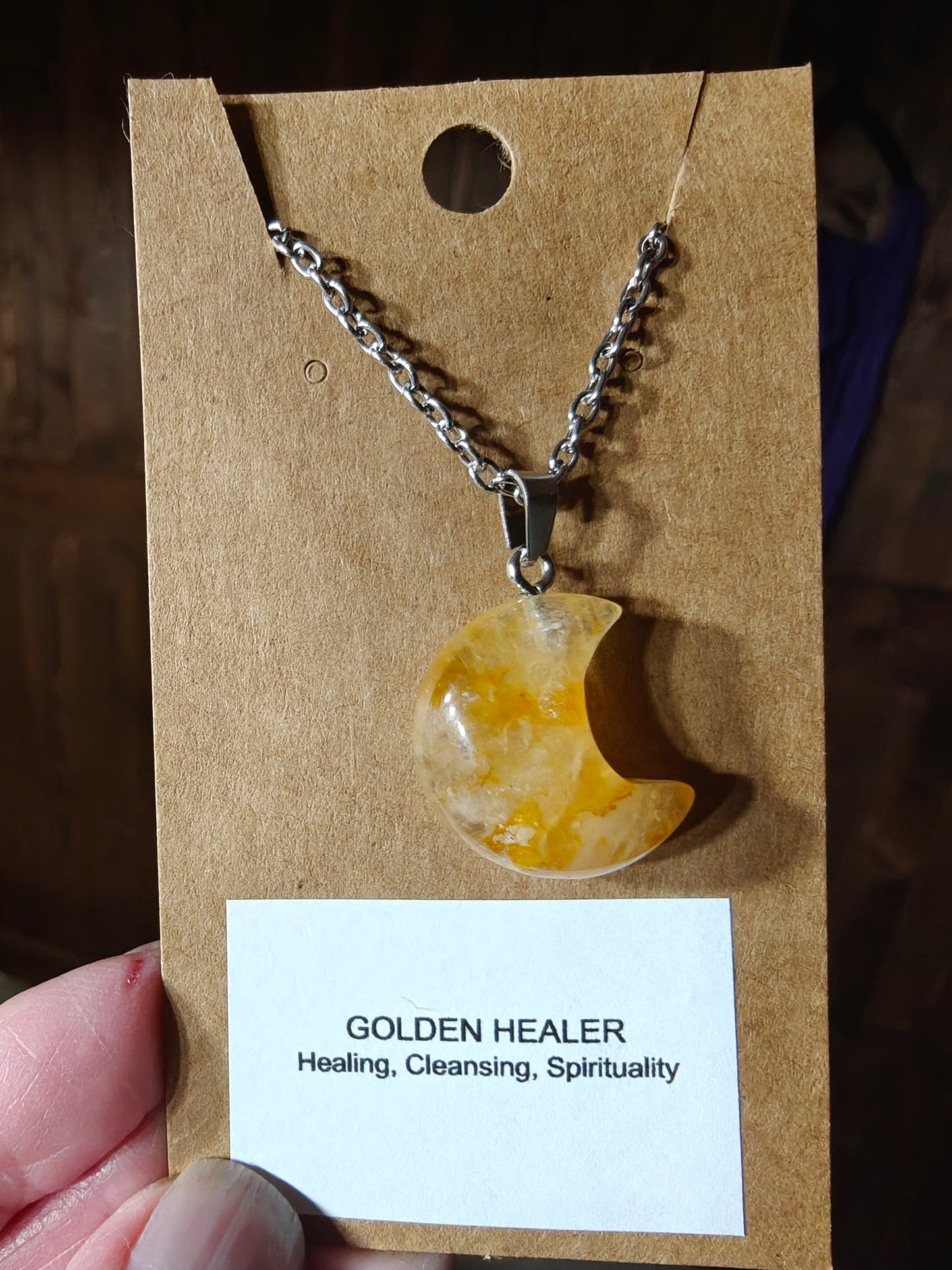 Moon Necklace (Golden Healer) - HEALING, CLEANSING, SPIRITUALITY