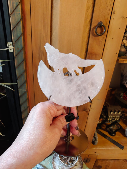 Wolf/Moon (Rose Quartz) - Love, Protection, Forgiveness