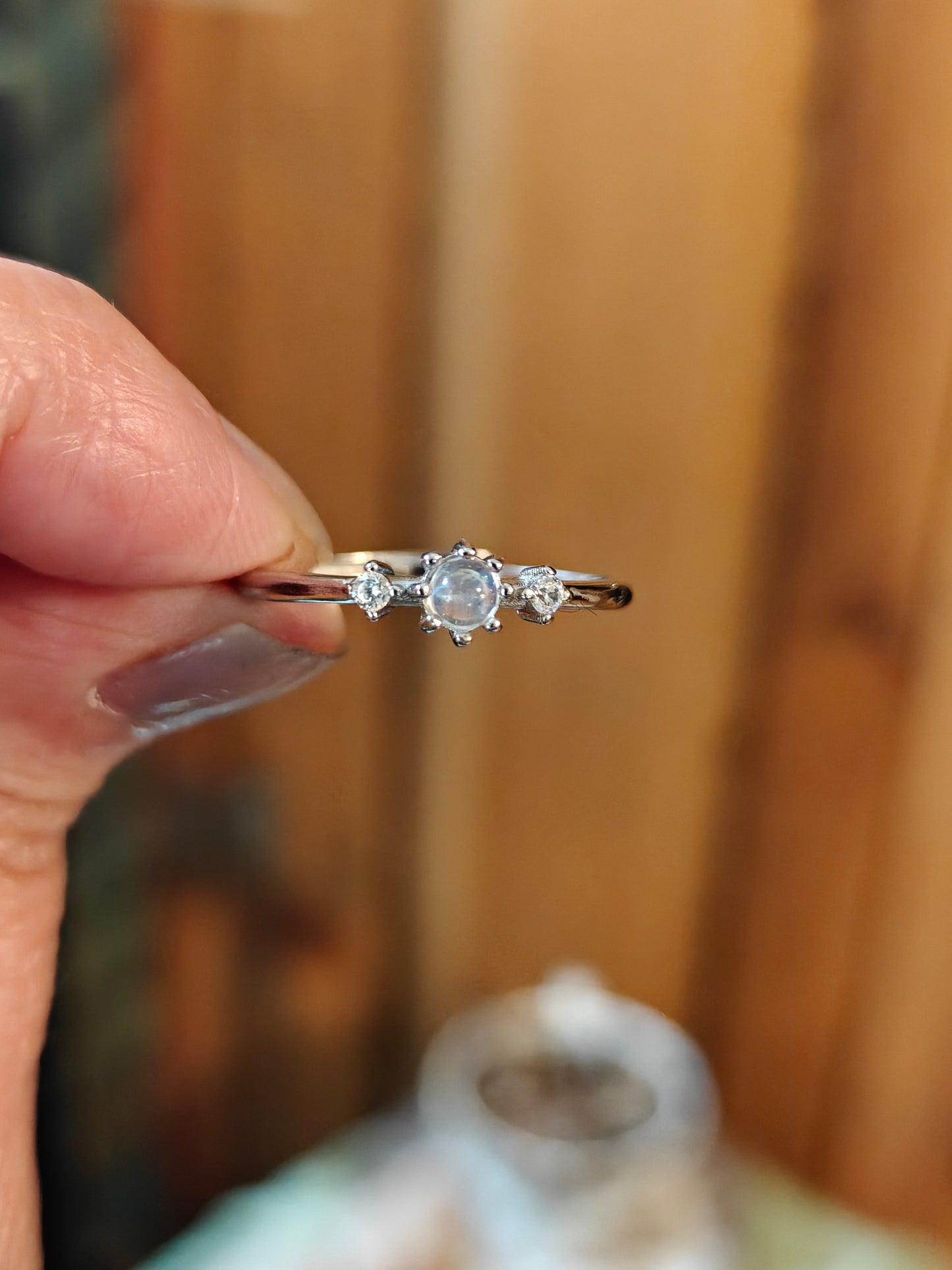 Moonstone Adjustable Ring Sterling Silver - INSPIRATION, INTUITION, BEGINNINGS