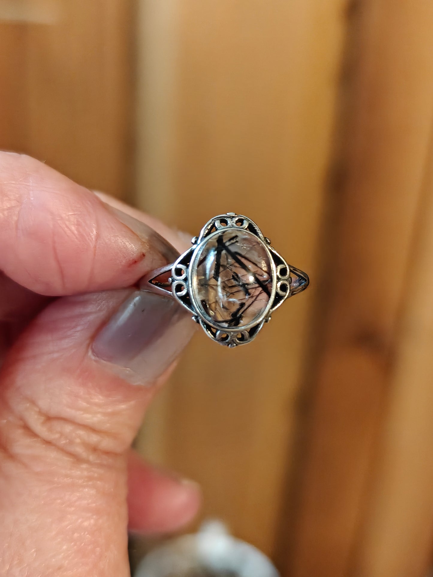 Tourmaline in Quartz Adjustable Ring - BALANCE, PROTECTION, LUCK