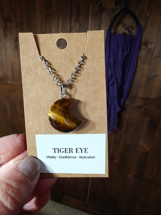 Moon Necklace (Tigers Eye) - VITALITY, CONFIDENCE, MOTIVATION