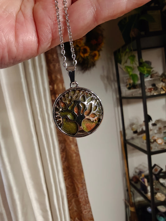 Tree of Life (Unakite Pendant) - SPIRITUALITY, VISION, EMOTIONAL BALANCE