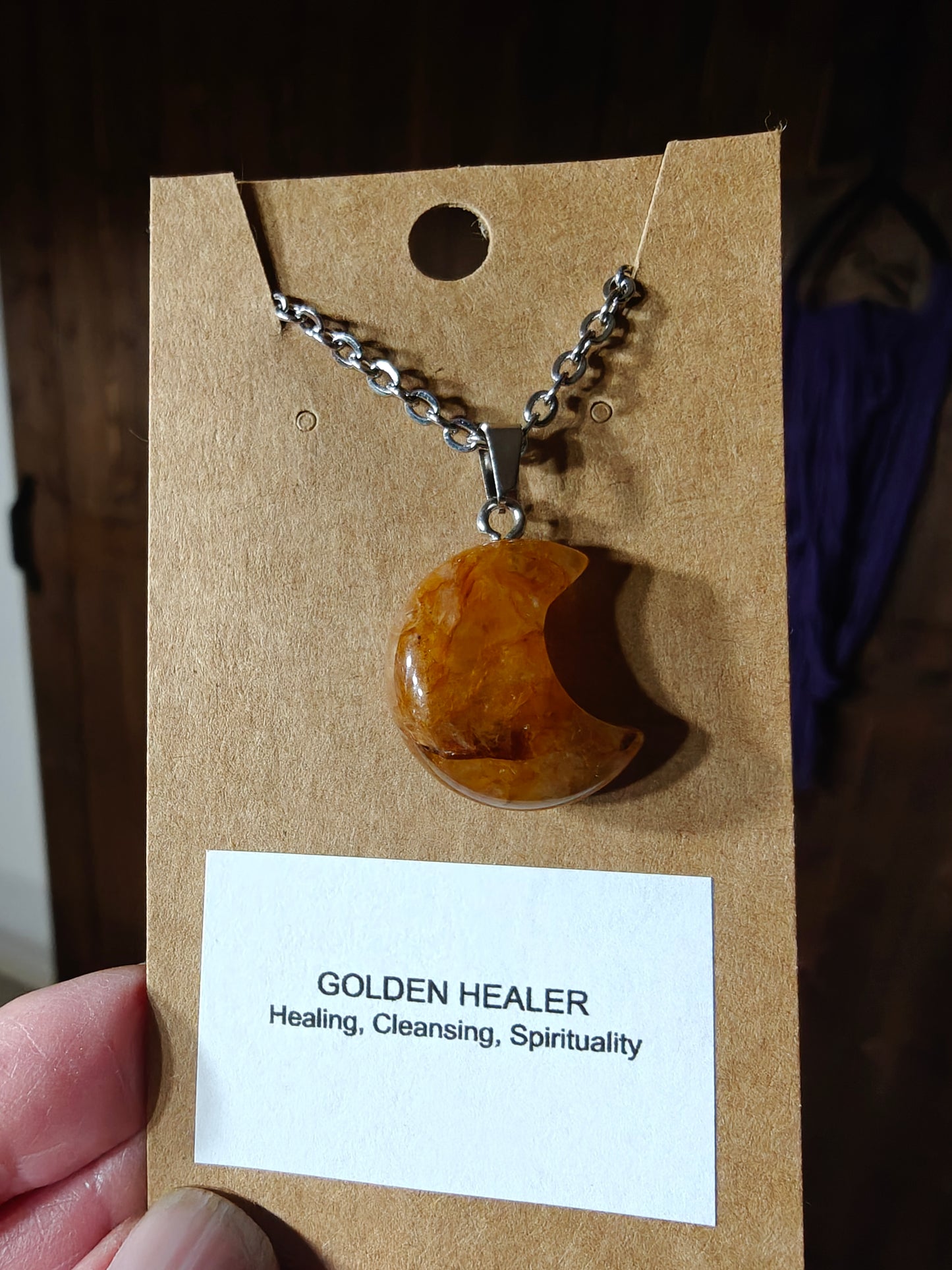 Moon Necklace (Golden Healer) - HEALING, CLEANSING, SPIRITUALITY