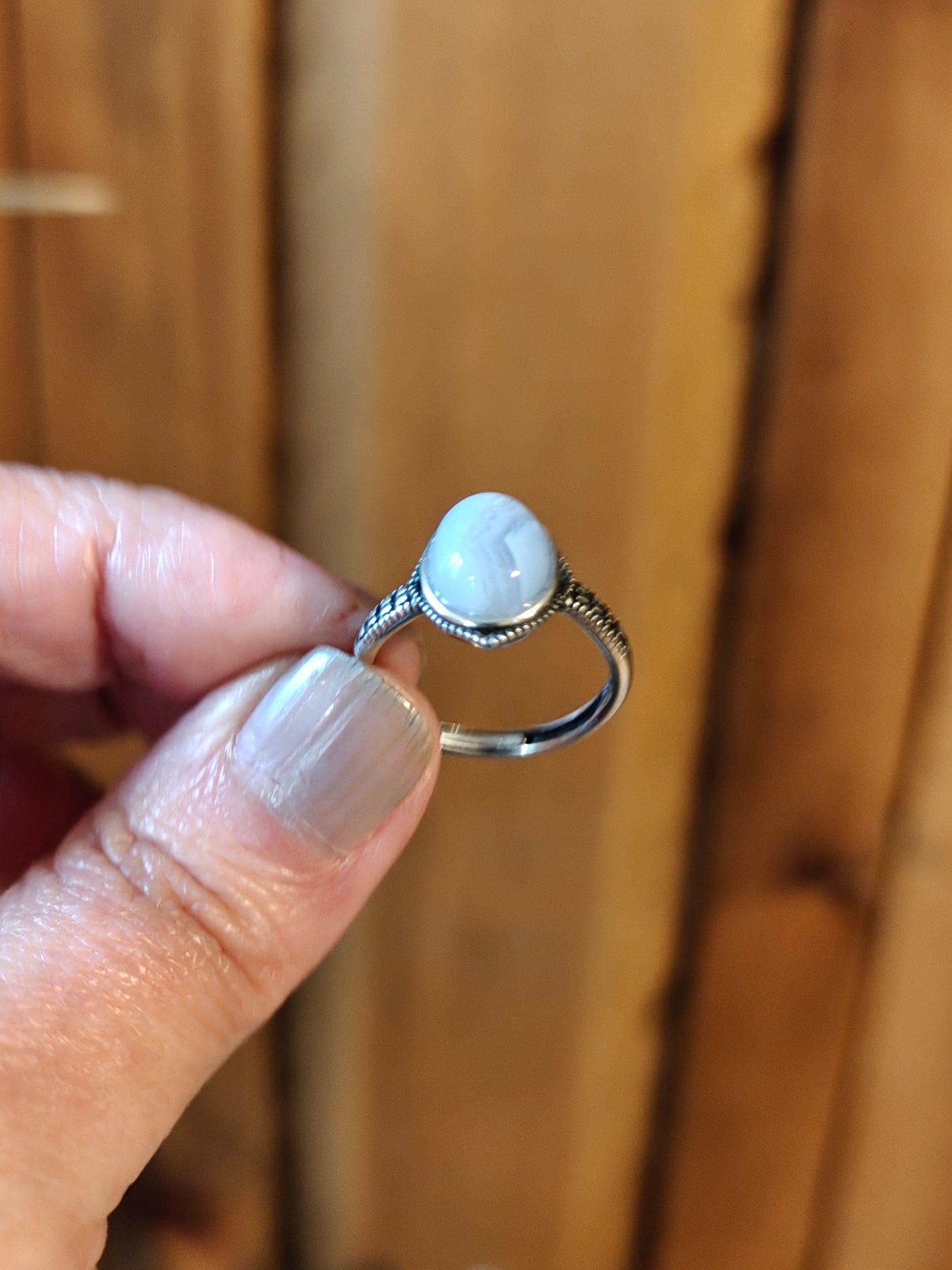 Blue Lace Agate Ring - PURIFICATION, UNITY. COMMUNICATION