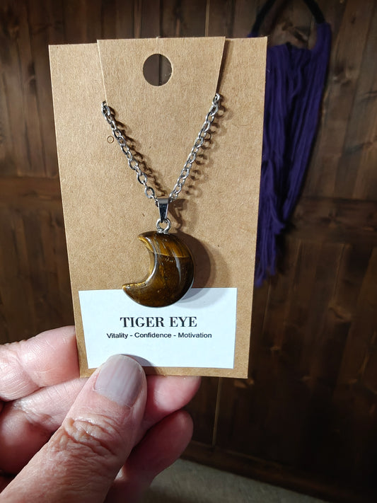 Moon Necklace (Tigers Eye) - VITALITY, CONFIDENCE, MOTIVATION