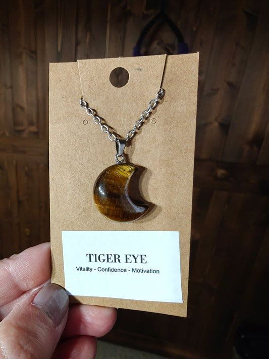 Moon Necklace (Tigers Eye) - VITALITY, CONFIDENCE, MOTIVATION