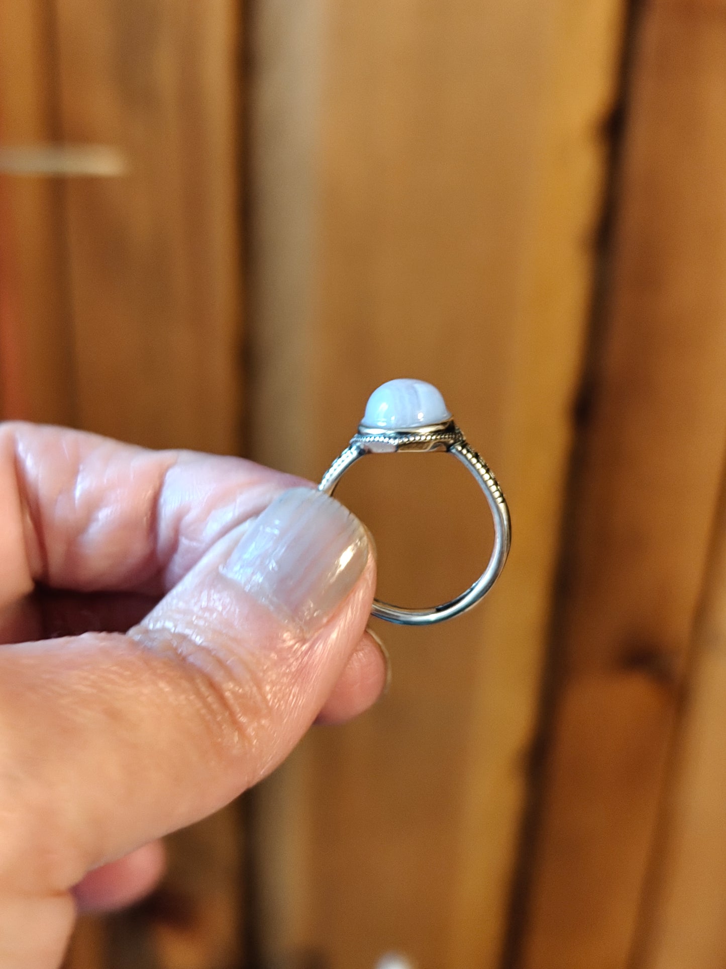 Blue Lace Agate Ring - PURIFICATION, UNITY. COMMUNICATION