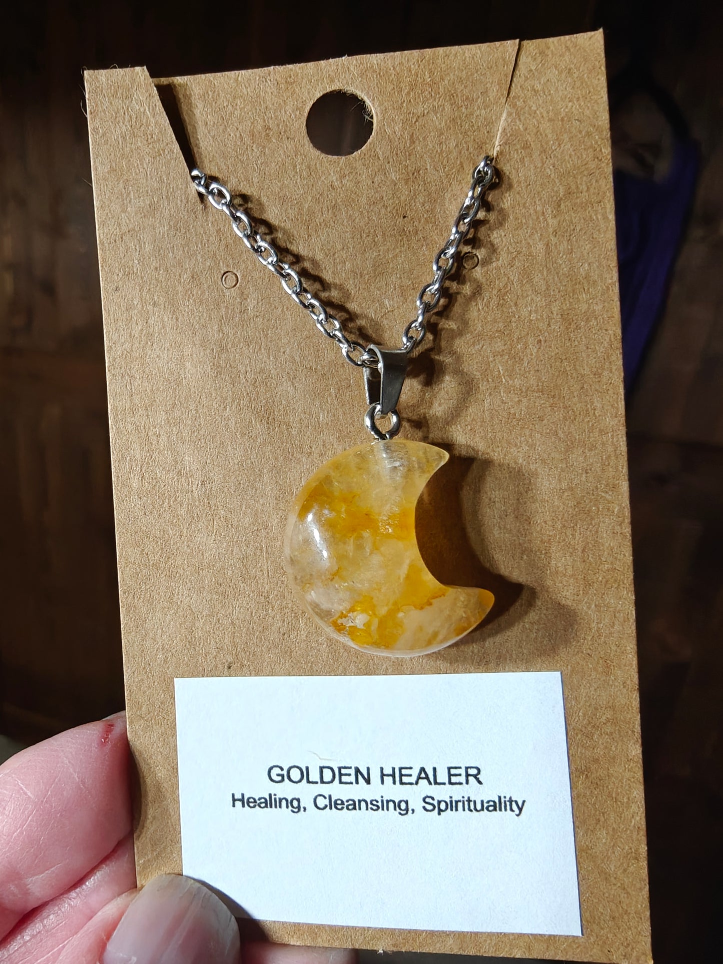 Moon Necklace (Golden Healer) - HEALING, CLEANSING, SPIRITUALITY
