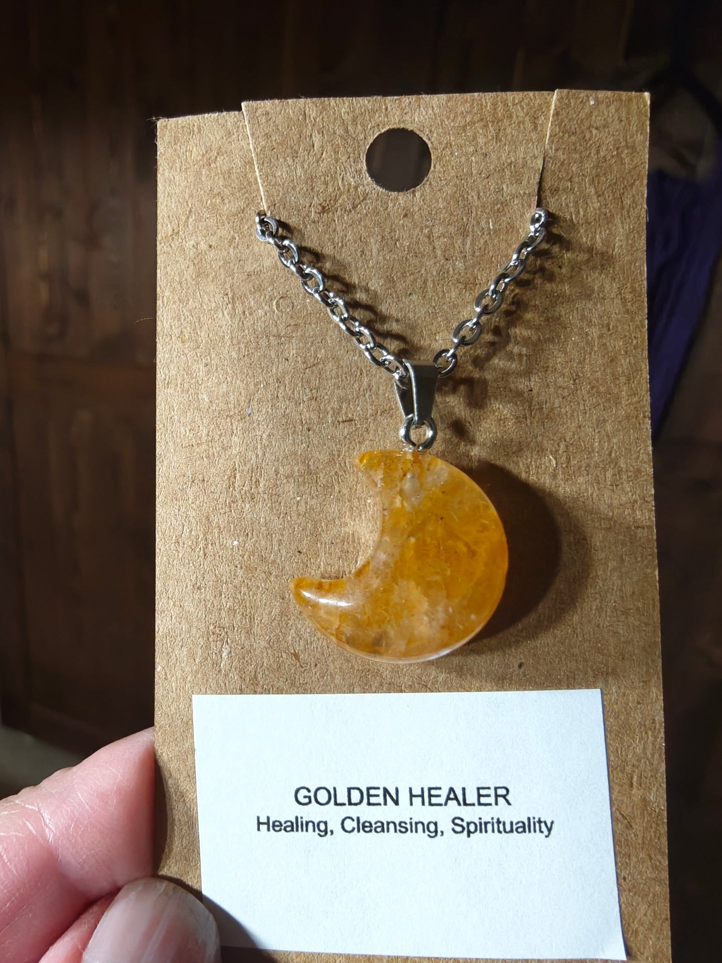 Moon Necklace (Golden Healer) - HEALING, CLEANSING, SPIRITUALITY
