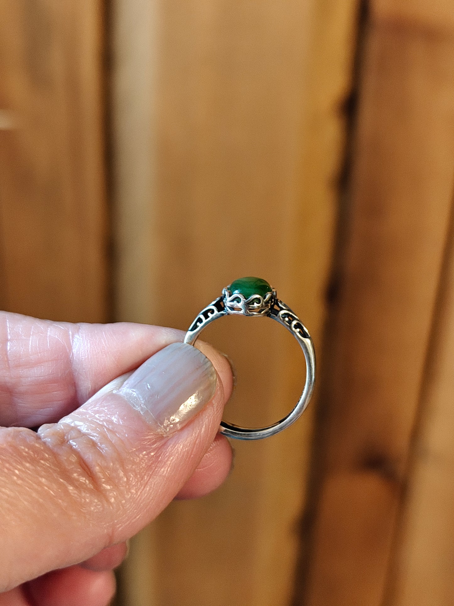 Green Jade Ring - Peace, Love, Protect