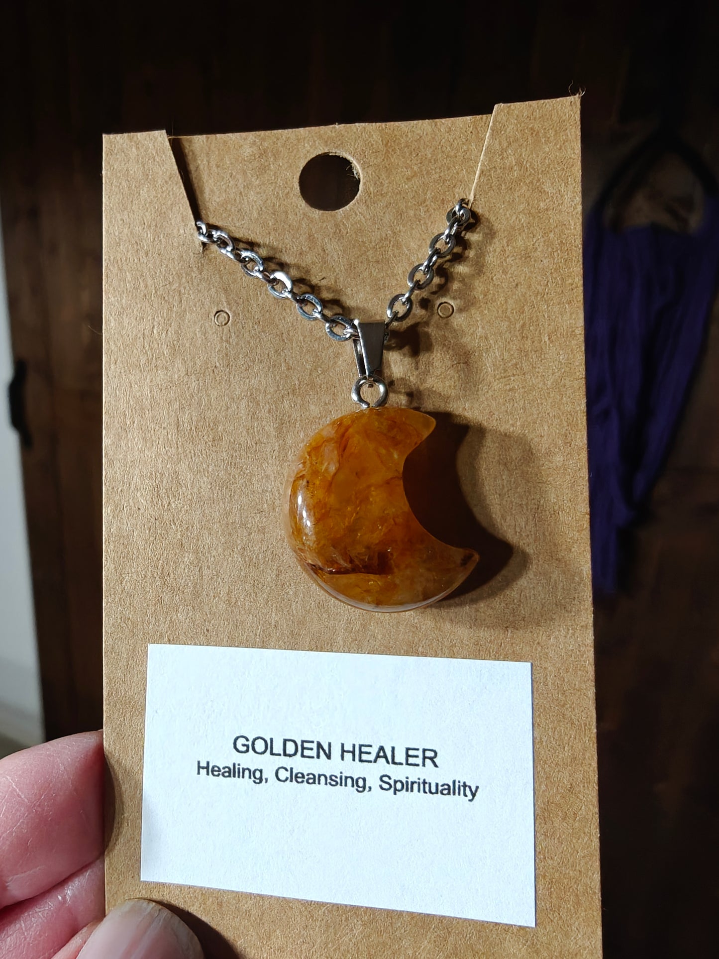 Moon Necklace (Golden Healer) - HEALING, CLEANSING, SPIRITUALITY