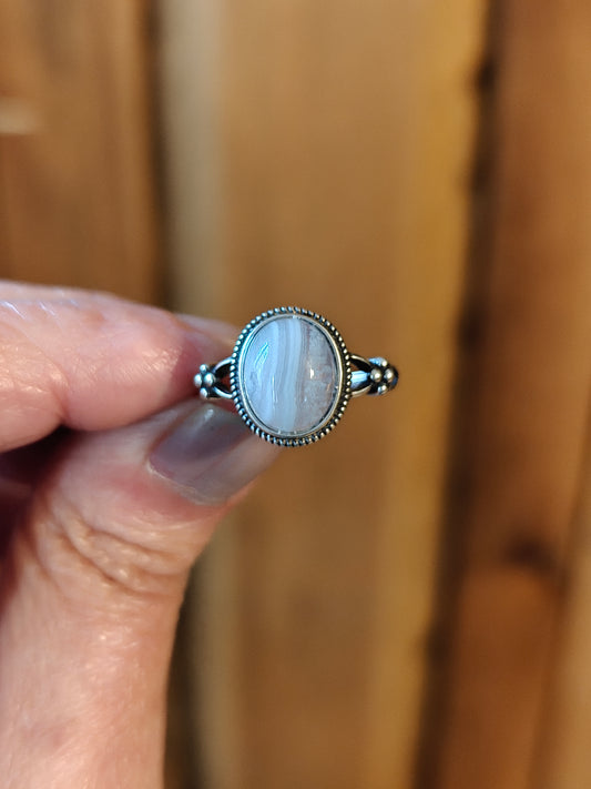Blue Lace Agate Ring - PURIFICATION, UNITY. COMMUNICATION